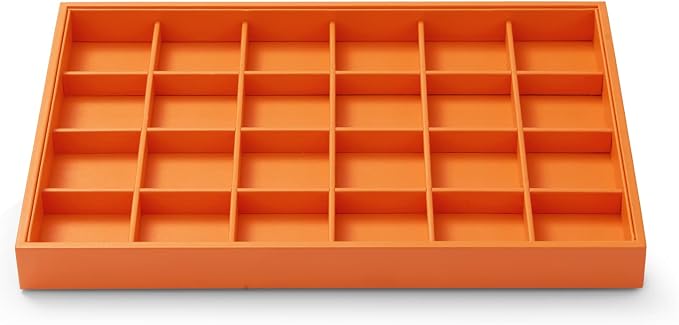 Oirlv Luxury Leather Ring Tray 24 Grid Jewelry Drawer Organizer Stackable by Oirlv