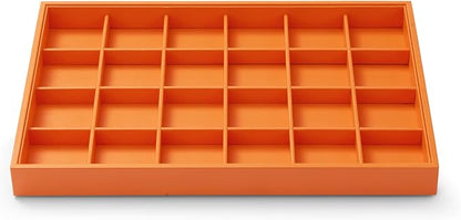 Oirlv Luxury Leather Ring Tray 24 Grid Jewelry Drawer Organizer Stackable by Oirlv