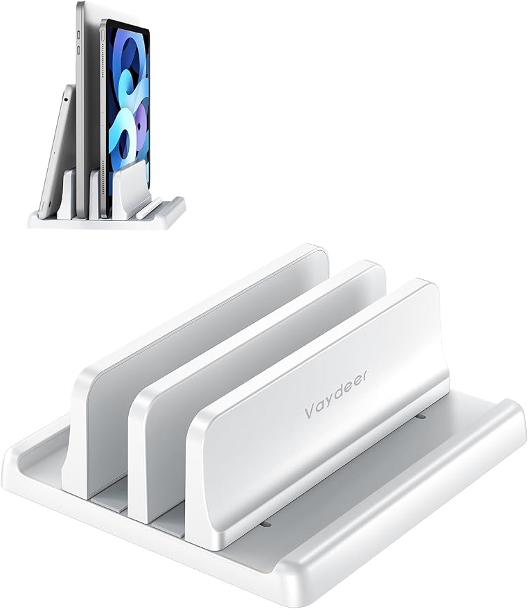 Vaydeer Vertical Laptop Stand for Desk, Dual Slots Plastic Laptop Holder by Vaydeer
