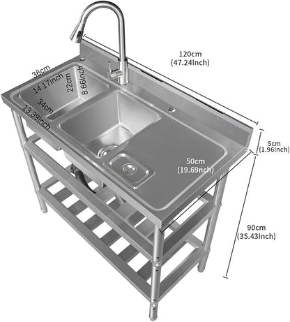Qian Kun Free Standing 304 Stainless Steel Utility Sink - Image 2