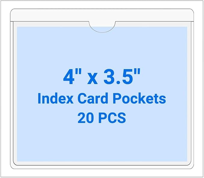 20 PCS Clear Self Adhesive Plastic Label Pockets, Top Loading Business & by Kvatr-X