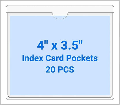 20 PCS Clear Self Adhesive Plastic Label Pockets, Top Loading Business & by Kvatr-X
