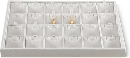 Velvet Necklace Display Tray, Stackable 24 Grid Insert Pendant Necklaces by Dansmiy