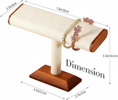 Solid Wood T-bar Watch Display Stand Bracelet Holder Jewelry Tower Organizer - Image 6