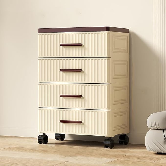 4 Drawers Storage Bins with Wheels, 4-Tier Storage Cabinet with Drawers - Image 2