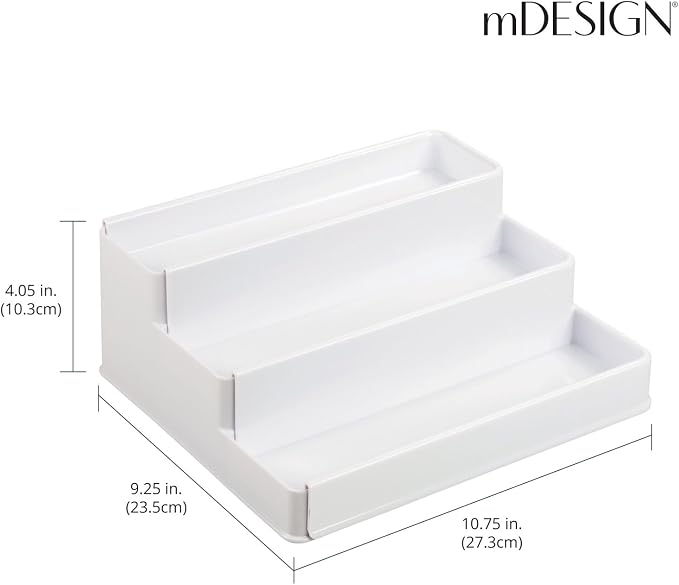 mDesign Plastic Expandable 3-Tier Shelf Rack Organizer - Image 2