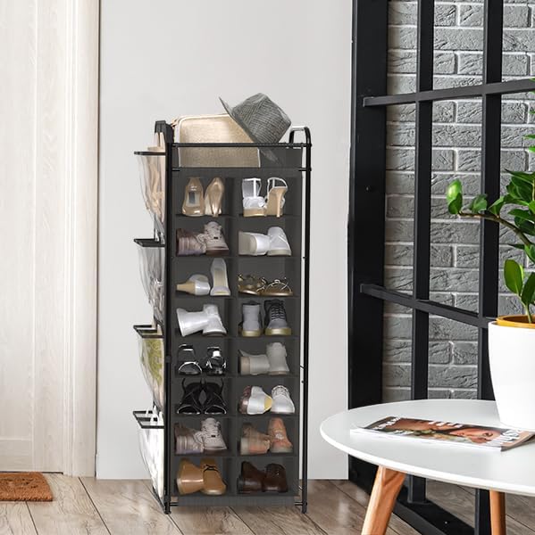 Simple Houseware 16 Cube Shoe Stand Tower Rack 8 Tier, Dark Gray | Top Shelf - Image 5
