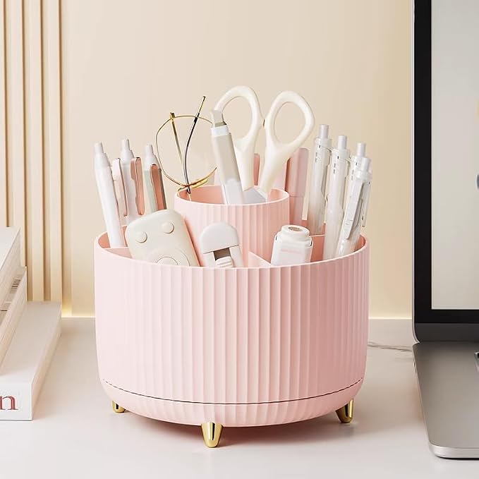 360 Degree Rotating Makeup Brush Holder Organizer Detachable Design 5 Slot Make - Image 3