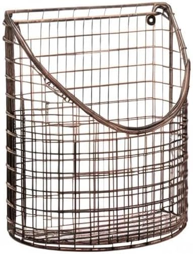 MyGift Antique Copper Metal Wire Wall Mounted Home and Kitchen Pantry Basket - Image 8
