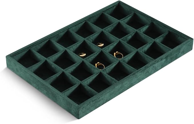 Velvet Stackable Jewelry Display Tray, 24 Grid Earring Ring Storage Tray - Image 4