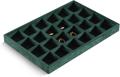 Velvet Stackable Jewelry Display Tray, 24 Grid Earring Ring Storage Tray - Image 4