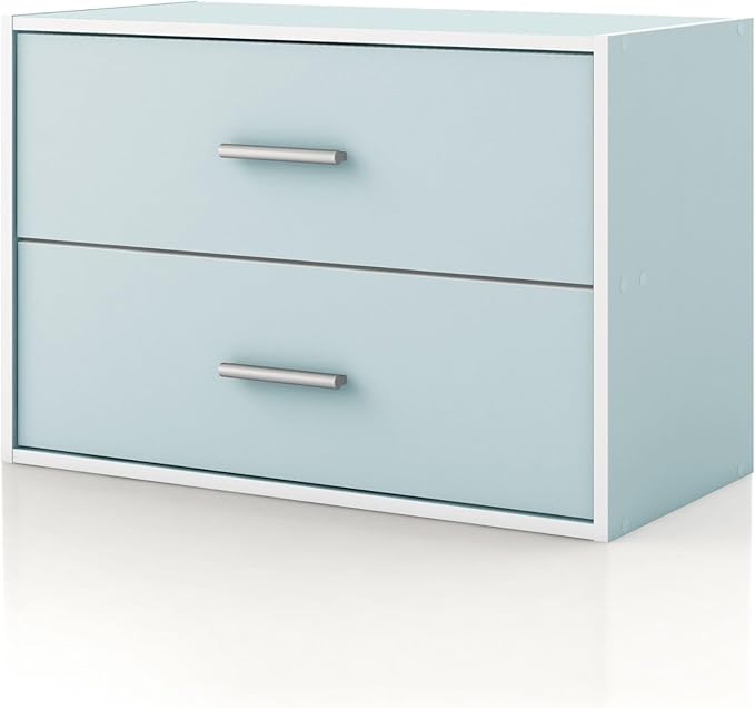Homes: Inside + Out Apexa 2-Drawer Wooden Stackable Storage Drawers, Small Food by HOMESInsideOut