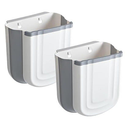 2 Pack Kitchen Hanging Trash Can, 2.4 Gallon / 9L Collapsible Waste Bin by Aimkeoulee