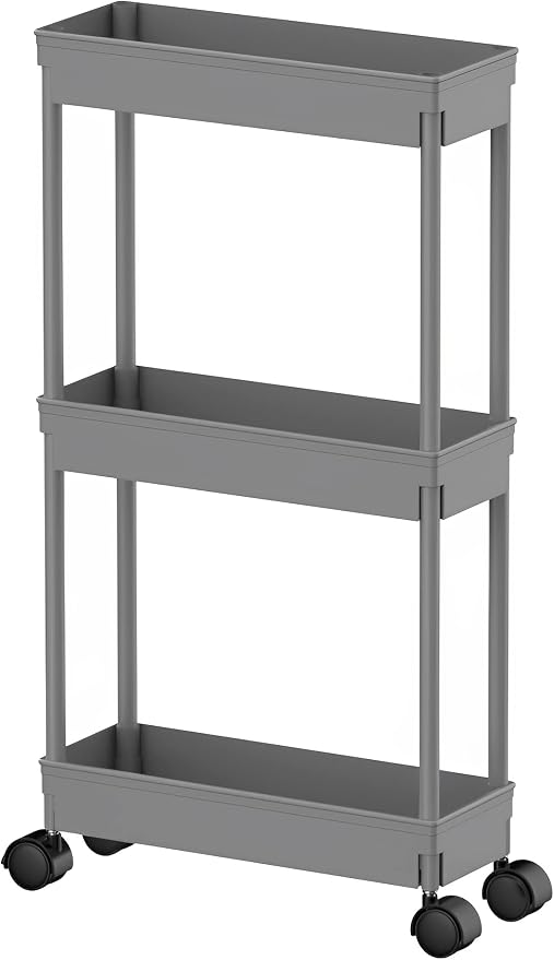 Sooyee Slim Storage Cart, 3 Tier Bathroom Rolling Utility Cart Storage by Sooyee