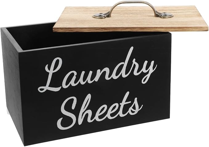 PRETYZOOM Wood Laundry Dryer Sheet Holder Organizer Large Capacity Storage Box by PRETYZOOM
