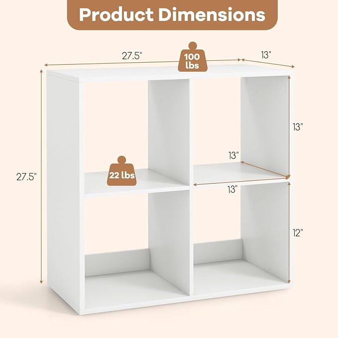 POWERSTONE 4 Cube Storage Organizer Set of 2, 2 Tier Cubby Bookshelf - Image 2