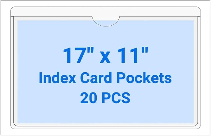 20 PCS Clear Self Adhesive Plastic Label Pockets, Top Loading Business & by Kvatr-X