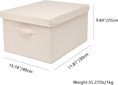 Foldable Storage Bins with Lids Cotton Canvas Rectangular Storage Box Ideal - Image 2