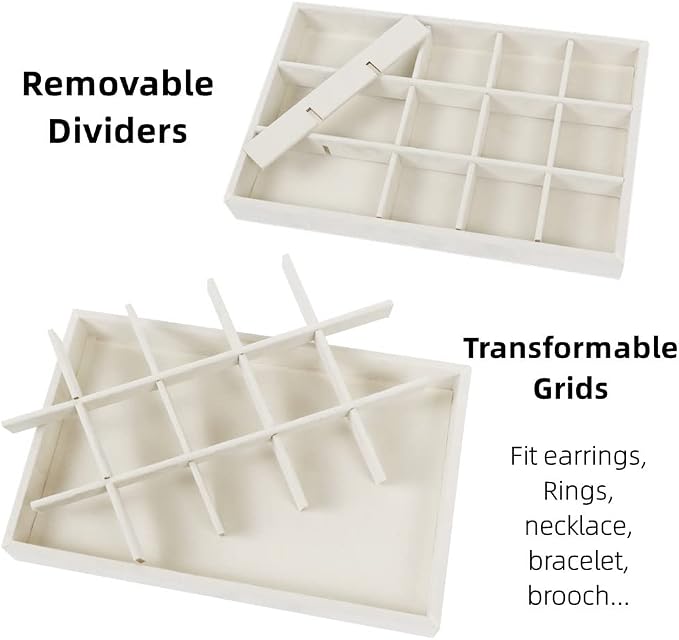Set of 4 Stackable Jewelry Trays Organizer, Velvet Earring Organizer, Jewelry - Image 5