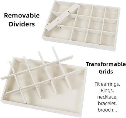 Set of 4 Stackable Jewelry Trays Organizer, Velvet Earring Organizer, Jewelry - Image 5