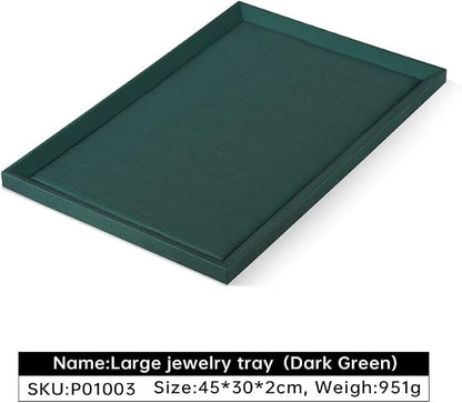 Flat Tray For Jewelry, Premium Green Leather Jewelry Tray, Large Jewelry - Image 3