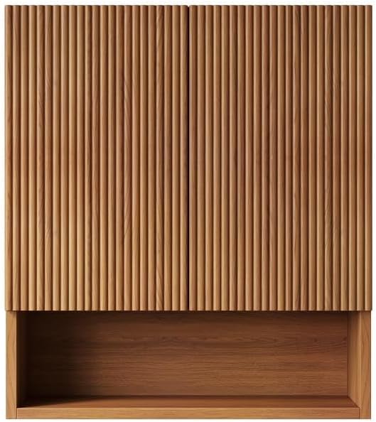 Brown Oak Bathroom Wall Cabinet - Image 7