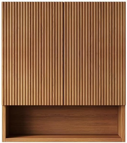 Brown Oak Bathroom Wall Cabinet - Image 7