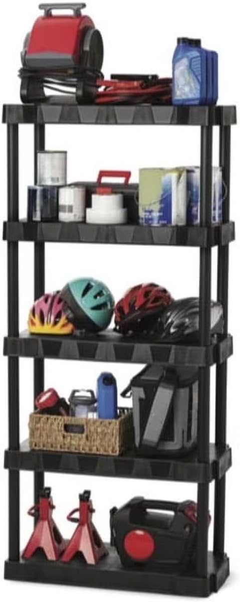 5-Tier Black PP Storage Shelf 30×13.88×68.8in 350lbs Garage Basement Closet | - Image 3