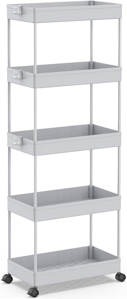 SPACEKEEPER 5-Tier Rolling Cart, Bathroom Storage Organizer Utility Cart by SPACEKEEPER