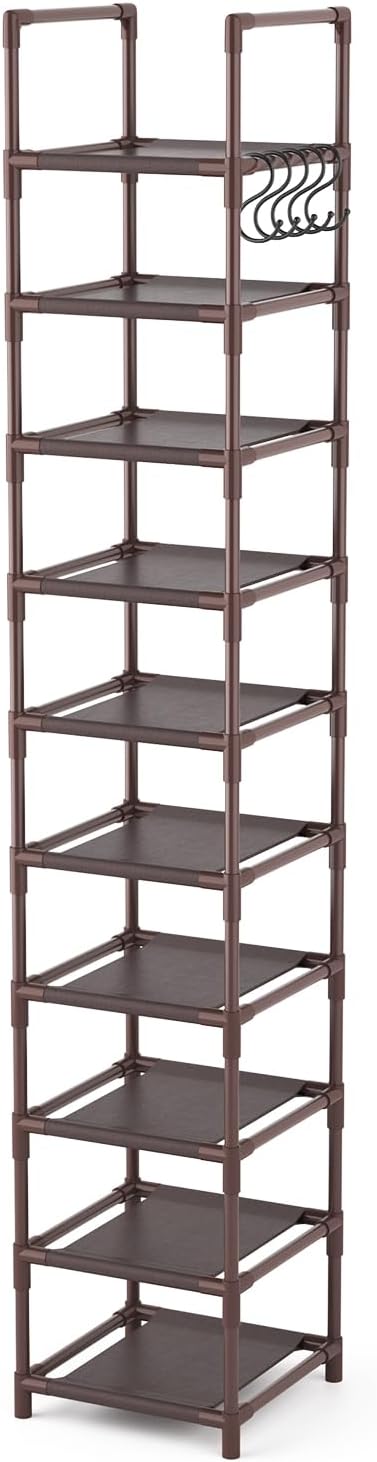 LANTEFUL Tall Shoe Rack 10-Tier Narrow Shoe Shelf Storage - Image 8