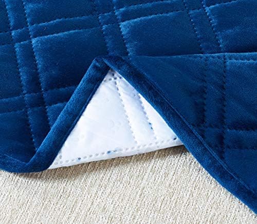 Brilliant Sunshine Blue Velvet Couch Sofa Armrest 5 Pockets Organizer, Slip - Image 4
