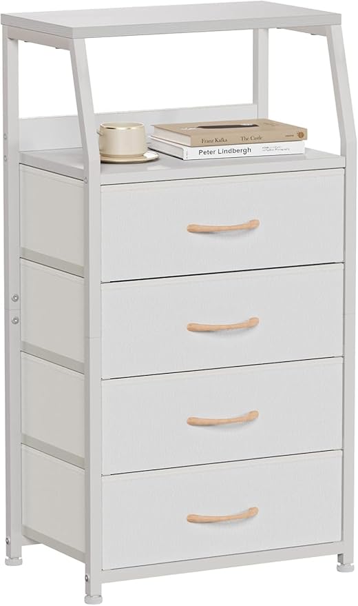 Furnulem Tall Nightstand with 4 Fabric Drawers, Small Dresser - Image 4