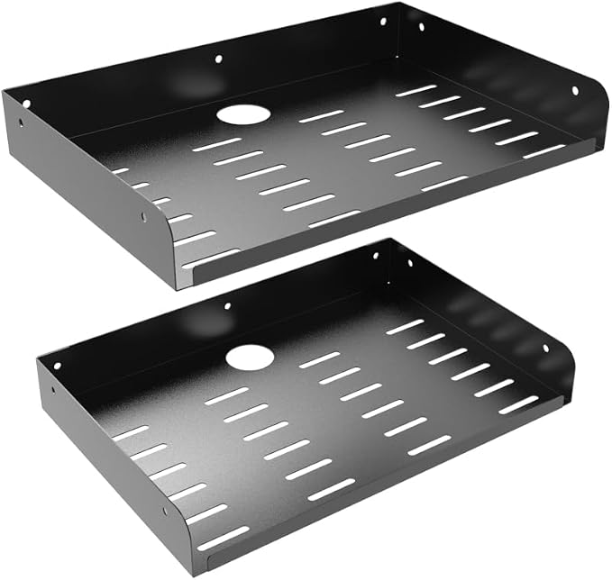 2 Pcs of Metal Floating Shelf Modern Wall Mounted Storage Rack 12"*8" Deep by JINGCHENGMEI
