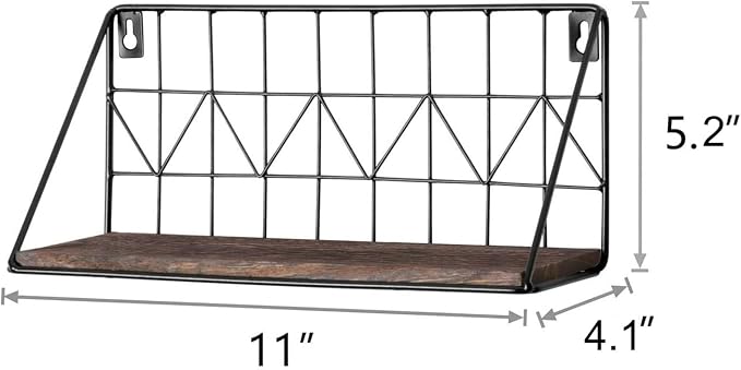 Mkono Floating Shelves Wall Mounted Set of 2 Rustic Wood Storage Display Shelf - Image 3