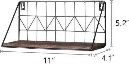 Mkono Floating Shelves Wall Mounted Set of 2 Rustic Wood Storage Display Shelf - Image 3