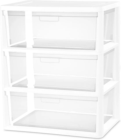 Wide 3-Drawer Organizer Tower, Plastic Storage Unit by Unknown