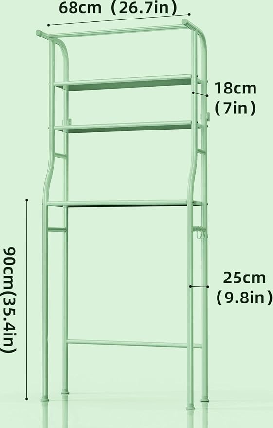 Over The Washer and Dryer Storage Shelf, 3 Tier Laundry Room Metal Drying Rack - Image 3