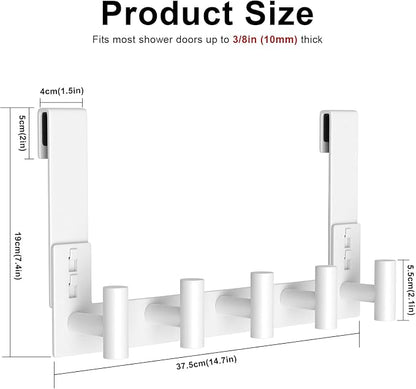 PMMASTO No-Drill Extra Long Shower Hooks, Fits 3/8" Thick Door, Heavy Duty - Image 2
