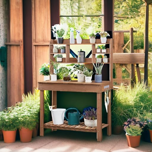 Yaheetech Outdoor Potting Bench, Display Rack & Storage Shelf, transplanting - Image 5