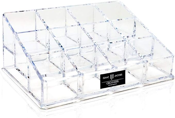 Isaac Jacobs Clear Acrylic 12 Compartment Nail Polish Holder, Organizer by IsaacJacobs