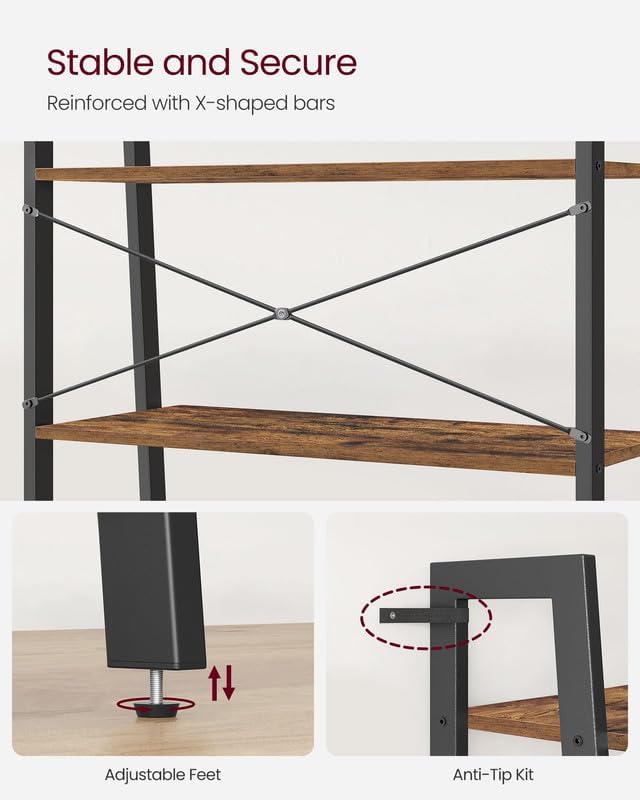 VASAGLE Ladder Shelf, 4-Tier Bookshelf, Storage Rack, Bookcase - Image 7