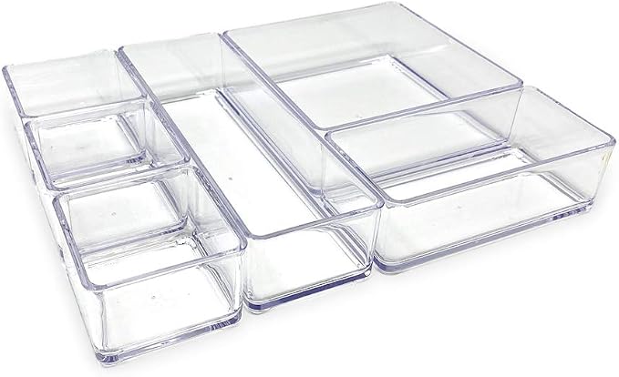 Isaac Jacobs 6-Tray Clear Acrylic Organizer Set, Stackable Storage Solution by IsaacJacobs
