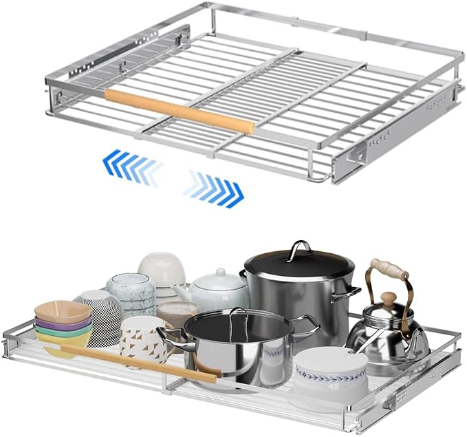 Large Pull Out Kitchen Cabinet Organizer, 22.7''-39.8''Width, Heavy Duty Slide by PerfectdesignforyourHOME