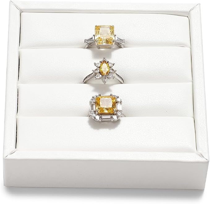 Oirlv 3 Slots PU Leather Small Ring Organizer Earrings Trays Showcase Display - Image 5
