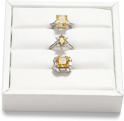 White PU Leather 3-Slots Jewelry Ring Display Tray Showcase Small Jewelry - Image 7