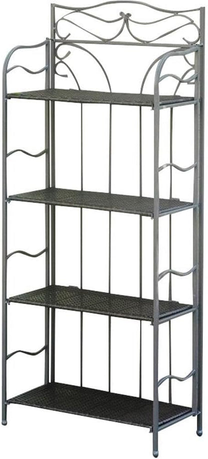 International Caravan Wicker Resin 4-Tier Folding Baker Rack by International+Caravan