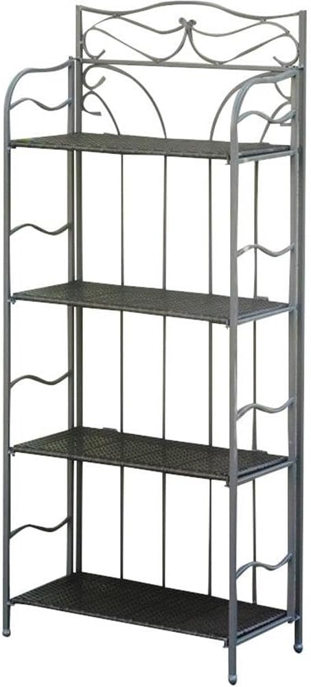 International Caravan Wicker Resin 4-Tier Folding Baker Rack by International+Caravan