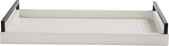 Sagala White Serving Tray Faux Leather Decorative Tray - Image 2