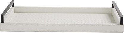 Sagala White Serving Tray Faux Leather Decorative Tray - Image 2