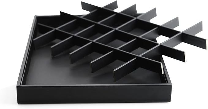 Stackable Jewelry Organizer Tray Premium PU Leather 24 Grid Jewelry Display - Image 6